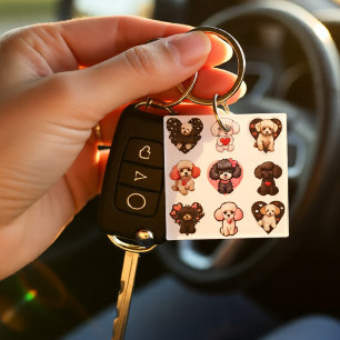 Porte-clés Chien de caniche de Saint-Valentin   AMOUREUX DE L