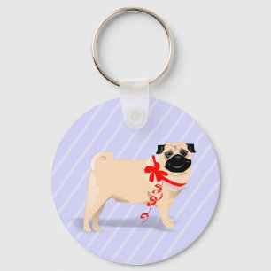 Porte-clés Chien de carlin avec le porte - clé rouge de ruba