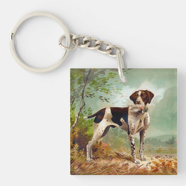 Porte-clés Chien de chasse avec oiseau dans la bouche (Devant)