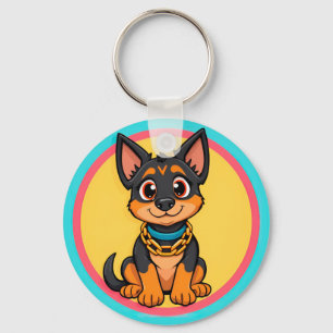 Porte-clés Chien de dessin animé adorable souriant avec entra