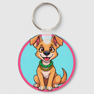 Porte-clés Chien de dessin animé adorable souriant avec entra
