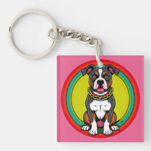 Porte-clés Chien de dessin animé mignon avec collier