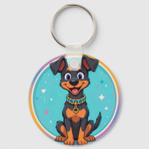 Porte-clés Chien de dessin animé mignon avec collier