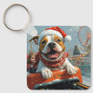 Porte-clés Chien de Noël American Staffordshire