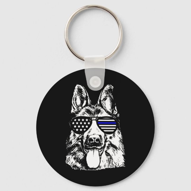 Porte-clés Chien de police berger allemand policier (Recto)