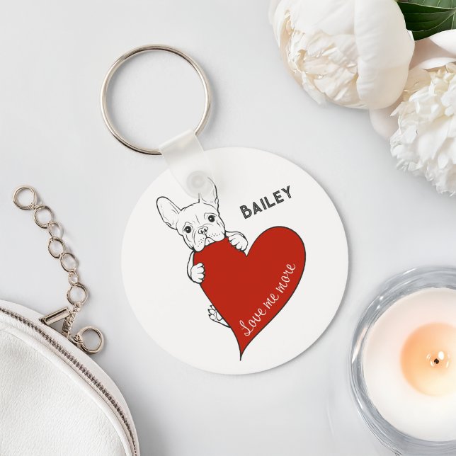 Porte-clés Chien de taureau français mignon personnalisé avec (Créateur téléchargé)