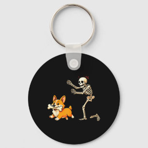 Porte-clés Chien d'Halloween Drôle de Squelette qui Poursuit 