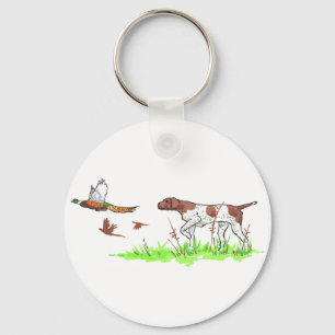 Porte-clés Chien d'oiseaux et faisans