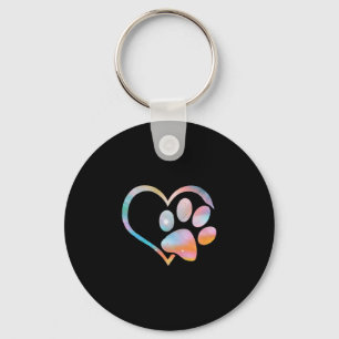 Porte-clés Chien Empreinte de patte Psychedelic Tie Dye Angla