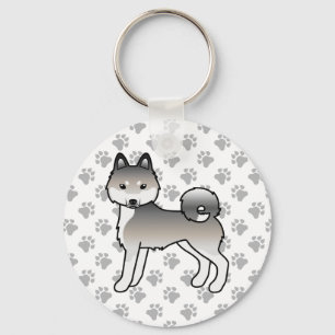 Porte-clés Chien et pattes mignons de Klee Kai d'Alaska gris