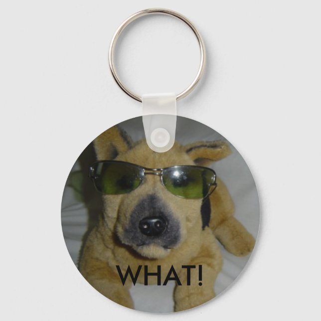 Porte-clés Chien humoristique en lunettes (Recto)
