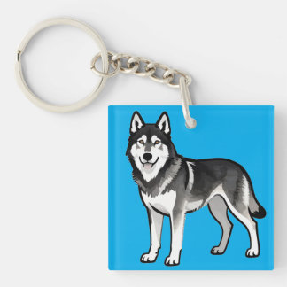 Porte-clés Chien Husky de dessin animé Cadeau Sibérien noir b