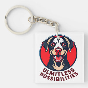 Porte-clés Chien joyeux avec texte inspirant et édifiant