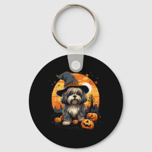Porte-clés Chien Lhasa Apso sorcière d'Halloween effrayant