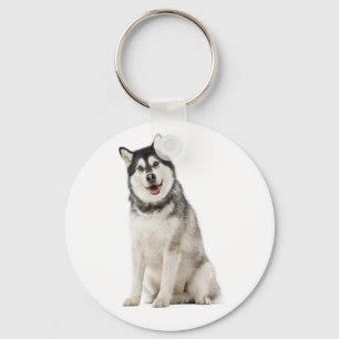 Porte-clés Chien Malamute d'Alaska Gris Et Noir