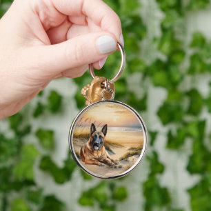 Porte-clés Chien Malinois Belge Anse de la Plage Côtière