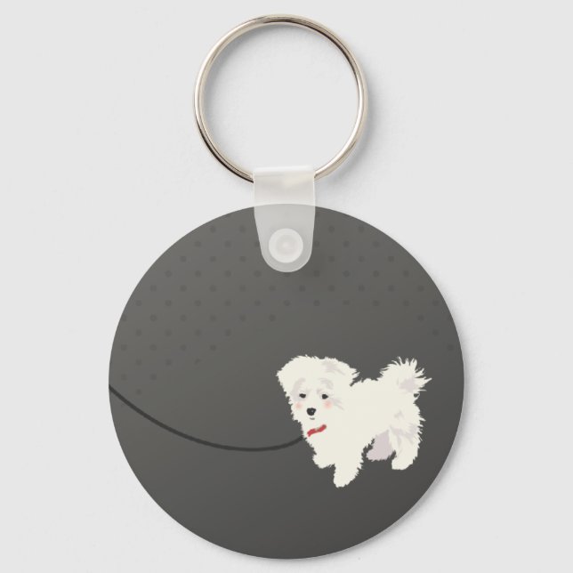 Porte-clés Chien maltais mignon (Recto)