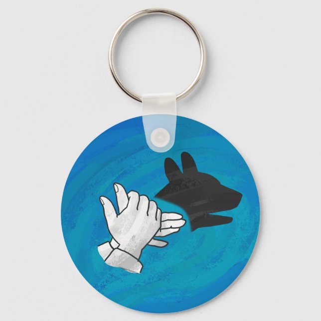 Porte-clés Chien Ombré sur bleu (Recto)