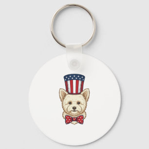 Porte-clés Chien patriotique chapeau haut de forme vintage ve