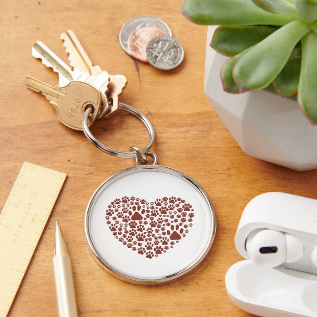 Porte-clés Chien Paws, Chiot Paws, Animal Paws, Coeur, Animal (Bureau)
