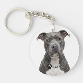 Porte-clés chien Pit Bull athlétique bleu personna