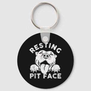Porte-clés Chien Pitbull au repos visage de pit humour sarcas