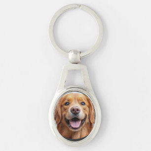 Porte-clés Chien Retriever doré souriant heureux