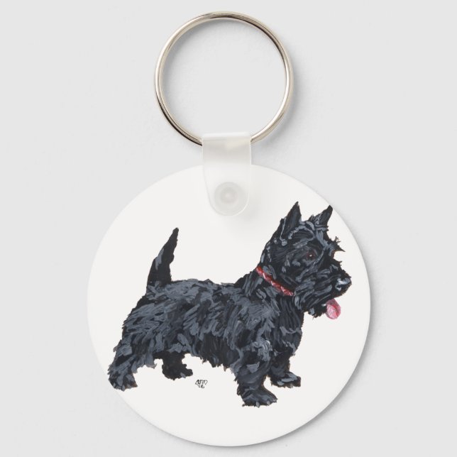 Porte-clés Chien Scottie fougueux (Recto)