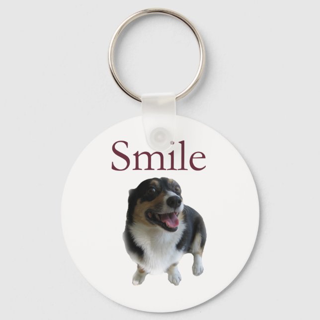 Porte-clés Chien souriant mignon | Smile Be Happy (Recto)