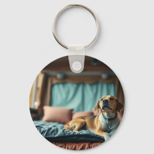 Porte-clés Chien sur Lit