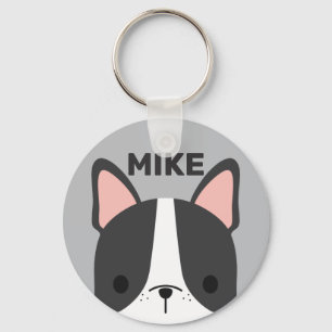 Porte-clés Chien-taureau français mignon avec nom personnalis