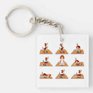 Porte-clés Chiens Beagles mignons Yoga Asana Poses
