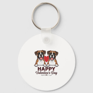 Porte-clés Chiens Boxer Joyeuse Saint-Valentin Vintage