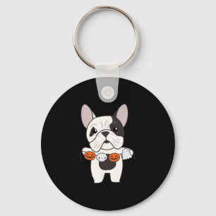 Porte-clés Chiens Citrouilles d'Halloween heureux de Bulldog