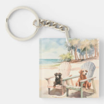 Chiens en Adirondack Chaises Plage côtière