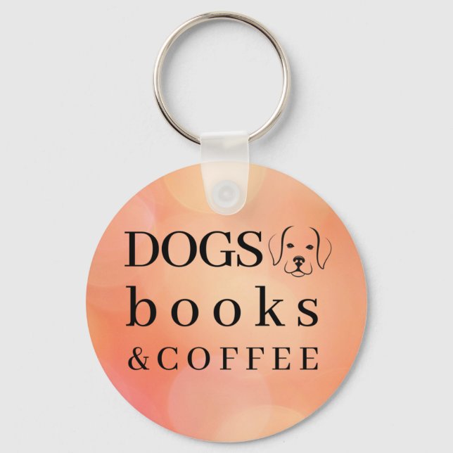 Porte-clés Chiens Livres et Café, Amoureux des chiens, Cadeau (Recto)