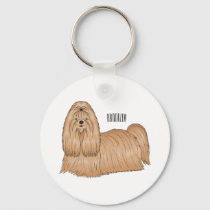 Porte-clés Chih tzu long cheveux dessin de chien