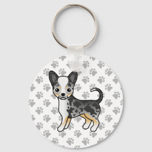 Porte-clés Chihuahua aux poils lisses Blue Merle & Pattes