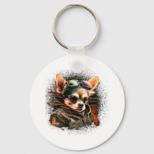 Porte-clés Chihuahua Biker Motorcyle Riding Chien Papa