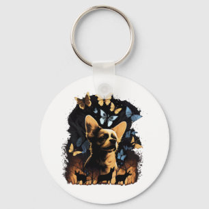 Porte-clés Chihuahua Papillon mignon Chien Nature Femmes