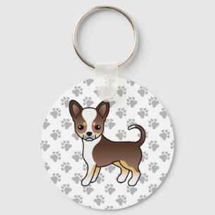 Porte-clés Chihuahua & Pattes Tricolore Chocolat à Poil Lisse