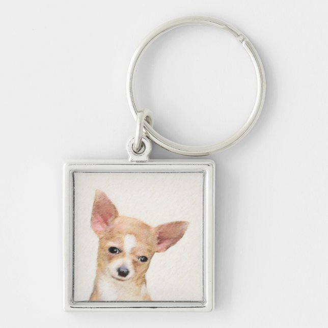 Porte-clés Chihuahua Peinture - Cute Original Chien Art (Devant)