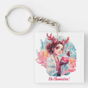 Porte-clés Chimiste Fêtarde Fille Aquarelle Art Scientifique