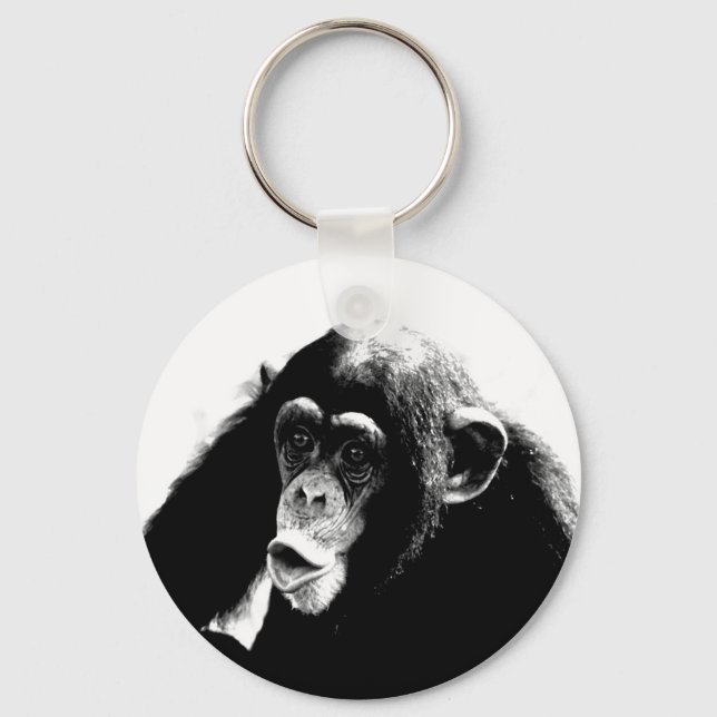 Porte-clés Chimpanzé noir blanc (Recto)