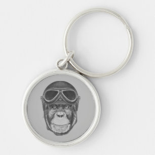 Porte-clés Chimpanzé vintage de casque