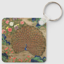 Chinoiserie Paon Bleu avec Jardin de Fleurs Exotiq