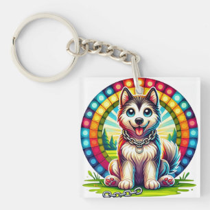Porte-clés Chiot animé mignon avec collier