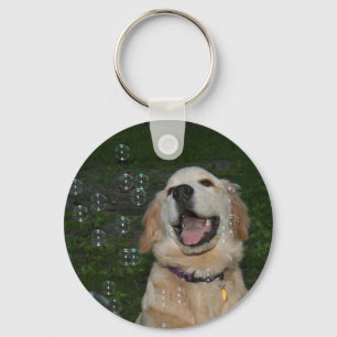 Porte-clés Chiot d'or rétriever en bulles
