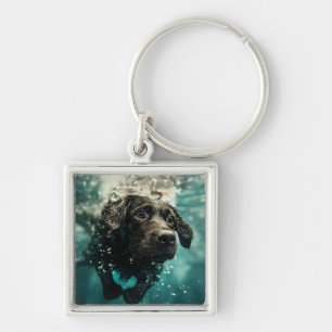 Porte-clés Chiot labrador nageant sous l'eau Design