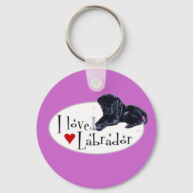 Porte-clés Chiot noir Labrador (Recto)